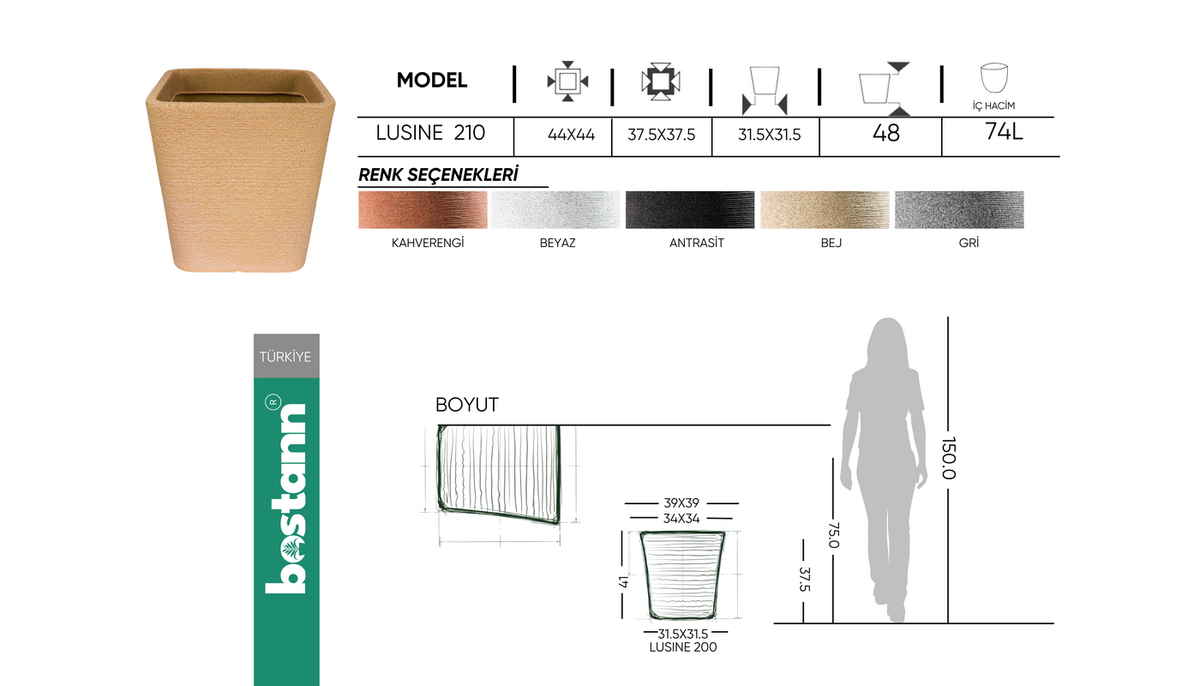 LUSINE 210 Saksı 74 Litre Bostann
