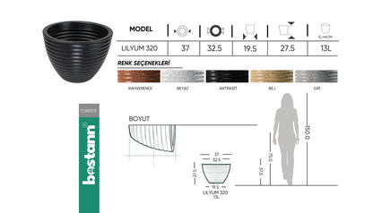LİLYUM 320 Saksı 13 Litre Bostann