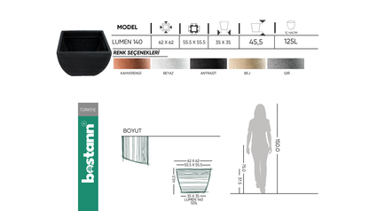 LUMEN 140 Saksı 125 Litre Bostann