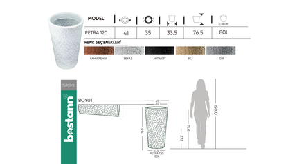 PETRA 120 Saksı 80 Litre Bostann